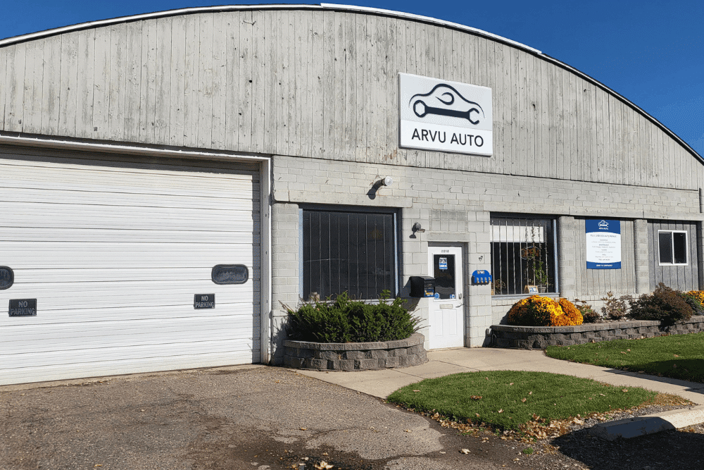 Vehicle care, auto repair in Watertown, MN, at Arvu Auto. Exterior view of Arvu Auto in Watertown, MN, a trusted local auto repair shop providing summer vehicle maintenance, diagnostics, preventative maintenance, and complete automotive repair services.